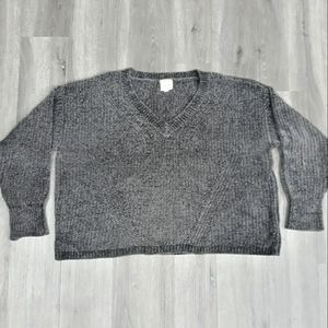 Hippie Rose Charcoal Chenille Fully Fashioned Details Oversized Neck Sweater XL